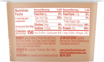 Icelandic Provisions Oatmilk Skyr Peach 5 Oz - 5 OZ - Image 5