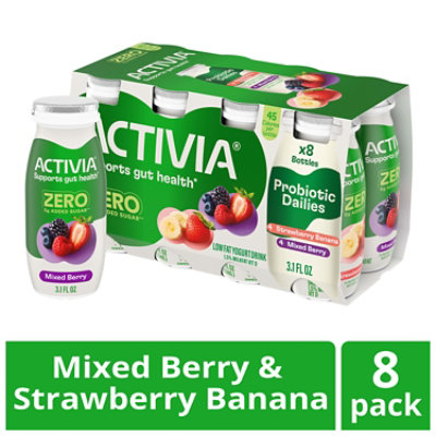 Activia Mixed Berry & Strawberry Banana Probiotic Low Fat Yogurt Drinks