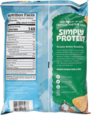 Simplyprotein Tortilla Chips Sea Salt - 4.58 OZ - Image 5