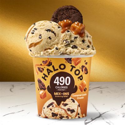 Halo Top Caramel Dark Chocolate Cookie Crunch Lower Calorie Light Ice Cream Pint - 16 Fl. Oz. - Image 2
