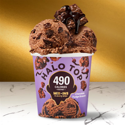 Halo Top Chocolate Fudge Brownie Lower Calorie Light Ice Cream Pint - 16 Fl. Oz. - Image 2