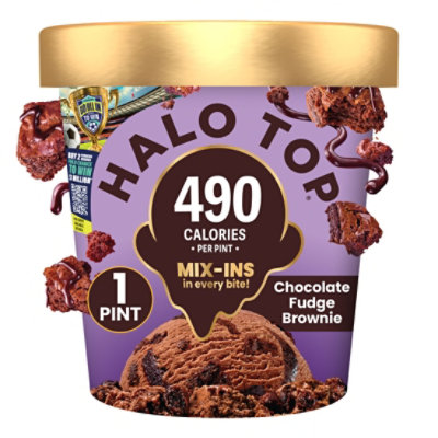 Halo Top Chocolate Fudge Brownie Lower Calorie Light Ice Cream Pint - 16 Fl. Oz. - Image 1