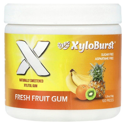Xyloburst Xylitol Gum, Fresh Fruit, 100 Pieces, 5.29 oz (150 g) - Image 1