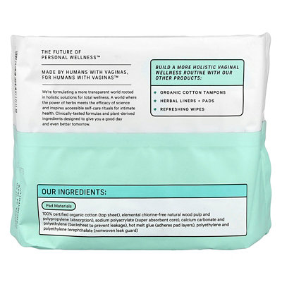 The Honey Pot Company Organic NonHerbal Pads with Wings, Super, 16 Count - Image 2