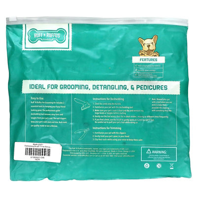 Ruff N Ruffus Grooming Kit for Cats and Dogs, Deshedding Brush  Nail Clipper, Aqua, 1 Deshedding Brush, 1 Nail Clipper - Image 2