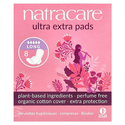 Natracare Ultra Extra Pads, Long, 8 Pads - Image 1