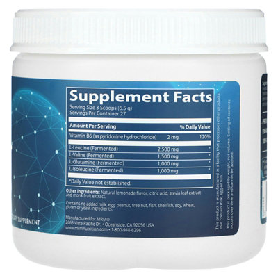 MRM Nutrition BCAAG, Muscle Recovery, Lemonade, 6.35 oz (180 g) - Image 2