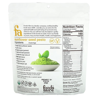Foods Alive Organic Sunflower Seeds, Hulled, 12 oz (340 g) - Image 2