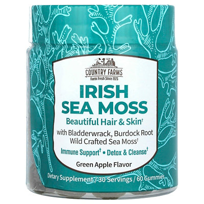 Country Farms Irish Sea Moss Gummies, Green Apple , 60 Gummies - Image 1