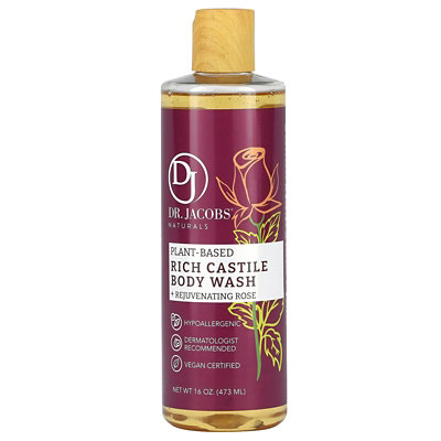 Dr. Jacobs Naturals PlantBased Rich Castile Body Wash, Rejuvenating Rose, 16 oz (473 ml) - Image 1