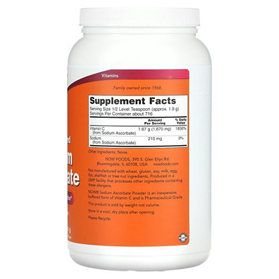 NOW Foods Sodium Ascorbate Powder, 3 lbs (1361 g) - Image 2