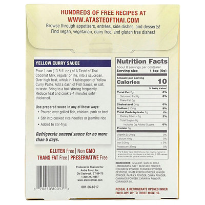 A Taste Of Thai Yellow Curry Paste, 1.75 oz (50 g) - Image 2