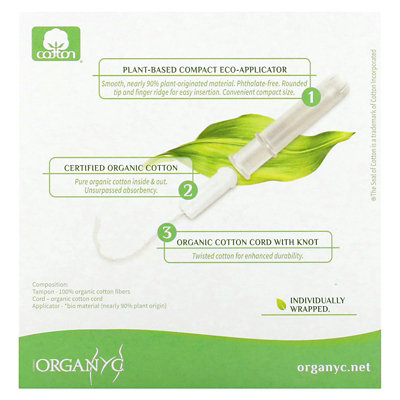 Organyc Organic Tampons, Compact, Super, 16 Tampons - Image 2