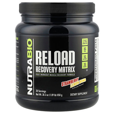 NutraBio Reload Recovery Matrix, Strawberry Lemon Bomb, 1.89 lb (858 g) - Image 1