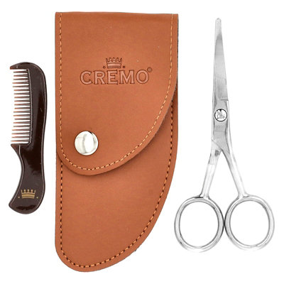 Cremo Premium Quality Beard Shears with Mini Comb  Case, 3 Piece Kit - Image 1