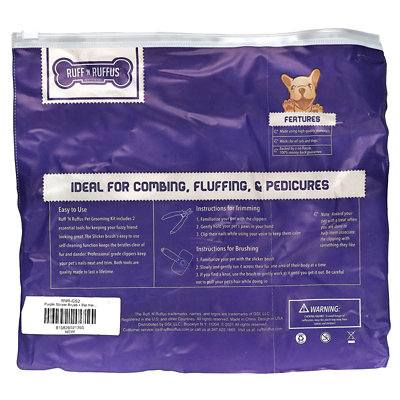 Ruff N Ruffus Grooming Kit for Cats and Dogs, Cleaning Pet Slicker Brush  Nail Clippers, Purple, 1 Brush, 1 Nail Clipper - Image 2