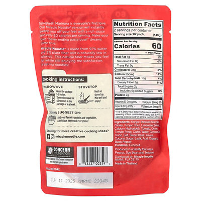 Miracle Noodle Ready Meal, Spaghetti Marinara  Plant Based Noodles, 9.9 oz (280 g) - Image 2