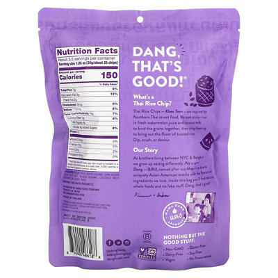 Dang Foods Thai Rice Chips, Toasted Sesame, 3.5 oz (100 g) - Image 2