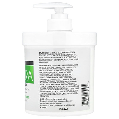 Advanced Clinicals Aloe Vera, Soothe  Recover Cream, 16 oz (454 g) - Image 2