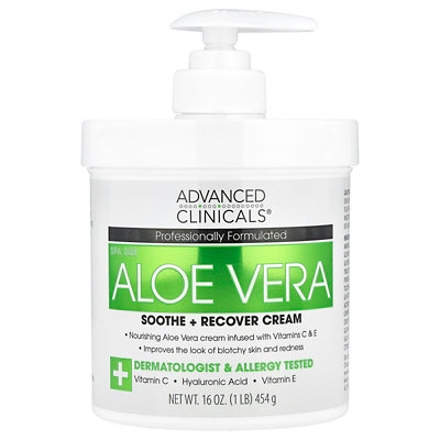 Advanced Clinicals Aloe Vera, Soothe  Recover Cream, 16 oz (454 g) - Image 1