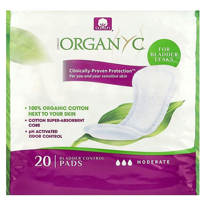 Organyc Bladder Control Pads, Moderate, 20 Pads - Image 1