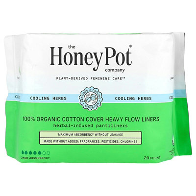 The Honey Pot Company 100 Organic Cotton Cover Heavy Flow Liners, 20 Count - Image 1