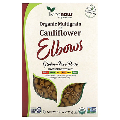 NOW Foods Organic Multigrain and Cauliflower Elbows, Gluten Free, 8 oz (227 g) - Image 1