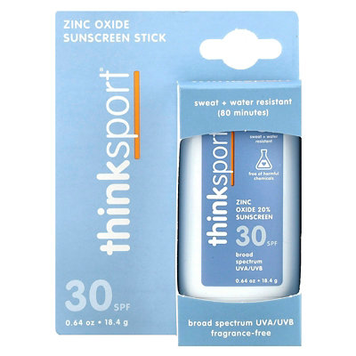 think Sport, Zinc Oxide 20 Sunscreen Stick, SPF 30, Fragrance Free, 0.64 oz (18.4 g) - Image 2