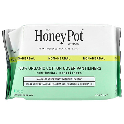 The Honey Pot Company Organic NonHerbal Cotton Cover Pantiliners , 30 Count - Image 1