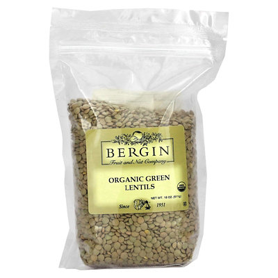 Bergin Fruit and Nut Company Organic Green Lentils, 18 oz (511 g) - Image 1