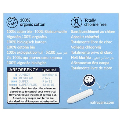 Natracare Organic Cotton Tampons, Super, 10 Tampons - Image 2