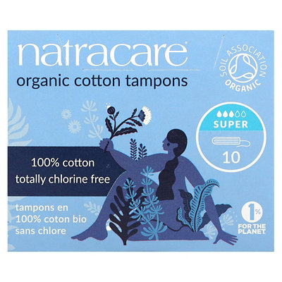 Natracare Organic Cotton Tampons, Super, 10 Tampons - Image 1