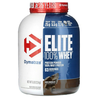 Dymatize Elite 100 Whey Protein Powder, Rich Chocolate, 5 lbs (2.3 kg) - Image 1