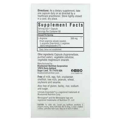 Bluebonnet Nutrition Intimate Essentials, Nitro, For Him  For Her, 60 Vegetable Capsules (300 mg Per Capsule) - Image 3