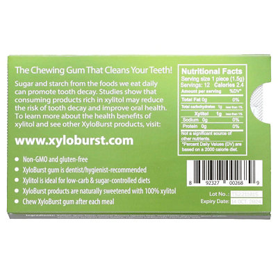 Xyloburst Xylitol Gum, Green Tea, 12 Pieces - Image 2