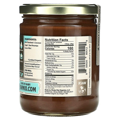 Rawmio Chocolate Hazelnut Spread, 16 oz (454 g) - Image 1
