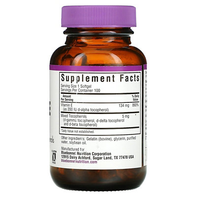 Bluebonnet Nutrition Vitamin E, 100 Softgels - Image 2