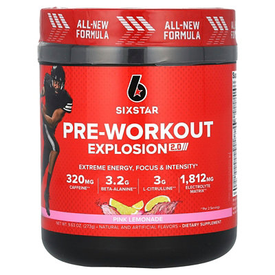 SIXSTAR PreWorkout Explosion 2.0, Pink Lemonade , 9.63 oz (273 g) - Image 1