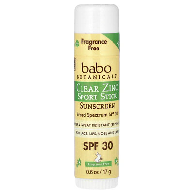 Babo Botanicals Clear Zinc Sport Stick Sunscreen, SPF 30, Fragrance Free, 0.6 oz (17 g) - Image 1