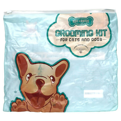 Ruff N Ruffus Grooming Kit for Cats and Dogs, Aqua, 1 Brush, 1 Clipper - Image 1