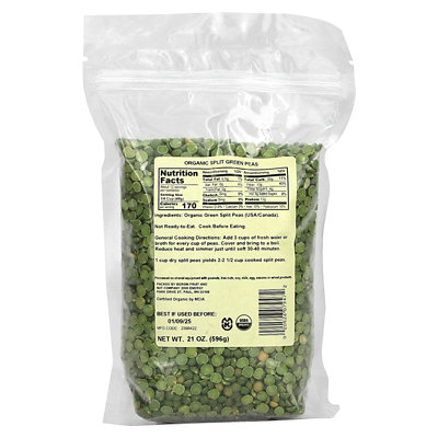 Bergin Fruit and Nut Company Organic Split Green Peas, 21 oz 596 g - Image 2
