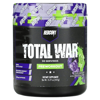 Redcon1 Total War, Preworkout, Sour Gummy Bear, 1577 oz 447 g - Image 1