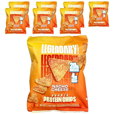 Legendary Foods Popped Protein Chips, Nacho Cheese, 7 Bags, 1.2 oz (34 g) Each - Image 1