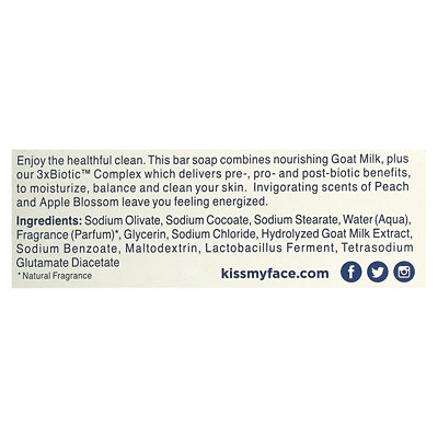 Kiss My Face Goat Milk Bar Soap, Peach  Apple Blossom, 5 oz (142 g) - Image 2