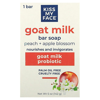 Kiss My Face Goat Milk Bar Soap, Peach  Apple Blossom, 5 oz (142 g) - Image 1