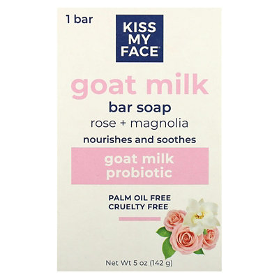 Kiss My Face Goat Milk Bar Soap, Rose  Magnolia, 5 oz (142 g) - Image 1