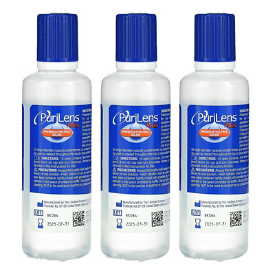 Purilens Plus PreservativeFree Saline, 3 Bottles, 4 fl oz (120 ml) Each - Image 1