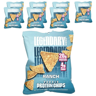 Legendary Foods Popped Protein Chips, Ranch, 7 Bags, 1.2 oz (34 g) Each - Image 1