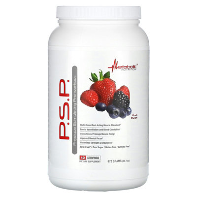 Metabolic Nutrition P.S.P. Physique Stimulating PreWorkout, Fruit Punch, 23.7 oz (672 g) - Image 1