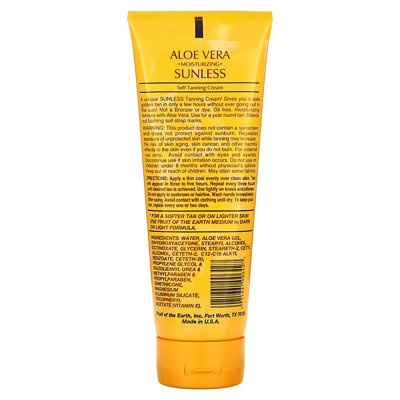 Fruit of the Earth Aloe Vera Sunless Self Tanning Cream, Deep Dark, 8 fl oz (237 ml) - Image 2
